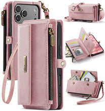 Load image into Gallery viewer, Casekis Crossbody Leather Wallet RFID Phone Case Pink
