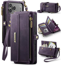 Load image into Gallery viewer, Casekis Crossbody Leather Wallet RFID Phone Case Purple
