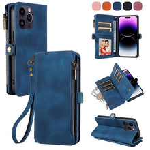 Load image into Gallery viewer, Casekis Zipper RFID Wallet Phone Case Dark Blue
