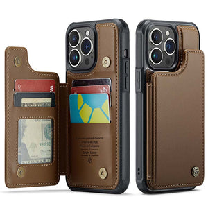 Casekis RFID Cardholder Wallet Phone Case Brown