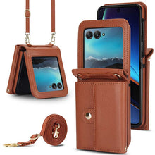 Load image into Gallery viewer, Casekis Moto Razr 40 Ultra Cardholder Crossbody Leather Phone Case Brown
