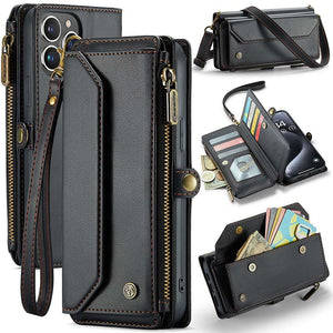 Casekis Cardholer Zipper Wallet Crossbody Phone Case Black