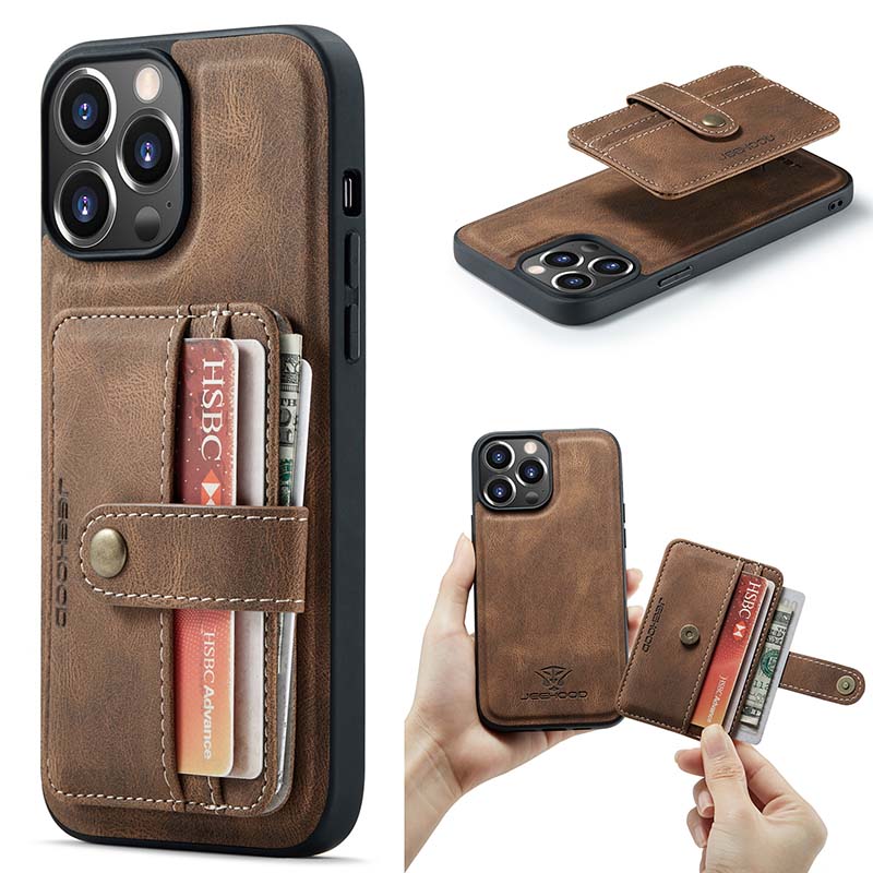 Casekis Leather Magnetic RFID Wallet Phone Case Brown