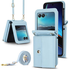 Load image into Gallery viewer, Casekis Moto Razr 40 Ultra Cardholder Crossbody Leather Phone Case Blue
