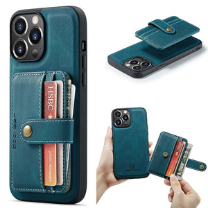 Casekis Leather Magnetic RFID Wallet Phone Case Blue