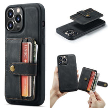 Load image into Gallery viewer, Casekis Leather Magnetic RFID Wallet Phone Case Black
