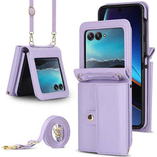 Load image into Gallery viewer, Casekis Moto Razr 40 Ultra Cardholder Crossbody Leather Phone Case Purple
