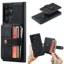 Load image into Gallery viewer, Casekis Leather Magnetic RFID Wallet Phone Case Black
