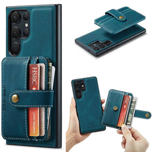 Casekis Leather Magnetic RFID Wallet Phone Case Blue