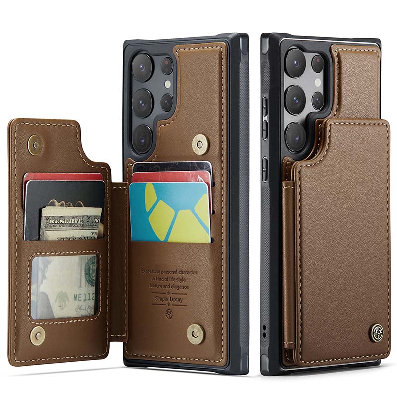 Casekis RFID Cardholder Wallet Phone Case Brown