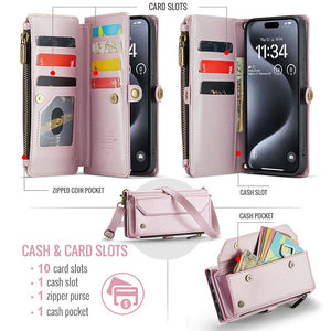 Casekis Cardholer Zipper Wallet Crossbody Phone Case Pink