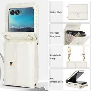 Casekis Moto Razr 40 Ultra Cardholder Crossbody Leather Phone Case White