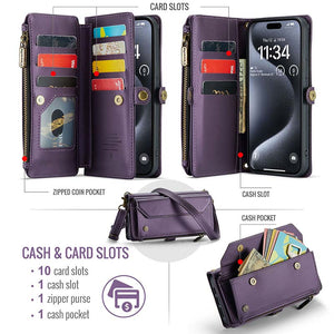 Casekis Cardholer Zipper Wallet Crossbody Phone Case Purple