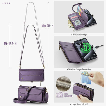 Casekis Cardholer Zipper Wallet Crossbody Phone Case Purple