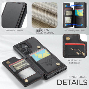 Casekis RFID Cardholder Wallet Phone Case For Galaxy S22 Ultra