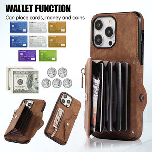 Casekis Accordion Cardholder RFID Zipper Phone Case Brown