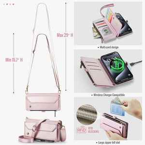 Casekis Cardholer Zipper Wallet Crossbody Phone Case Pink