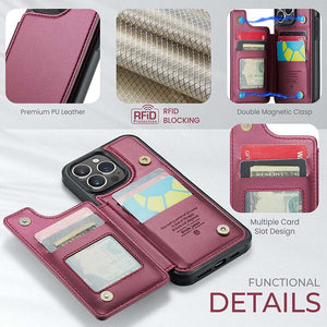 Casekis RFID Cardholder Wallet Phone Case Red Wine