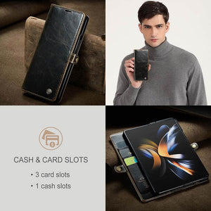 Casekis Galaxy Z Fold 4 5G Luxury Flip Leather Card Slots Phone Case