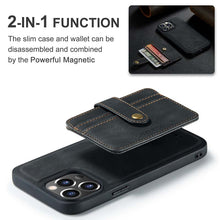 Load image into Gallery viewer, Casekis Leather Magnetic RFID Wallet Phone Case Black
