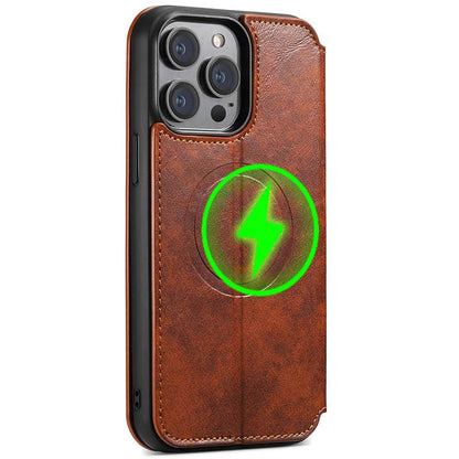 Casekis Leather Wallet MagSafe Phone Case Khaki