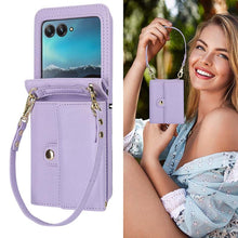 Load image into Gallery viewer, Casekis Moto Razr 40 Ultra Cardholder Crossbody Leather Phone Case Purple
