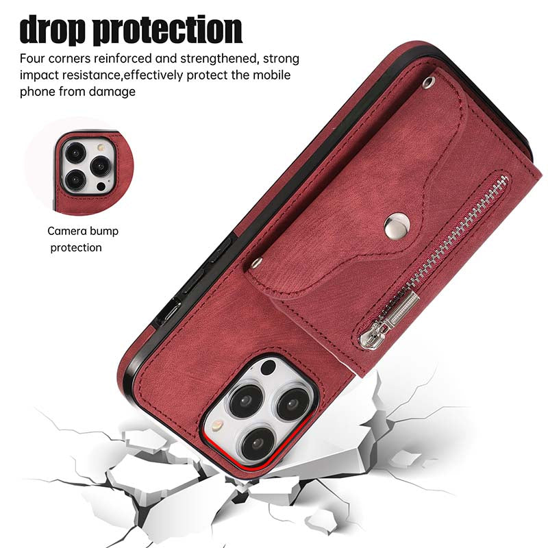 Casekis Accordion Cardholder RFID Zipper Phone Case Red
