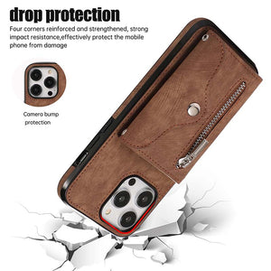 Casekis Accordion Cardholder RFID Zipper Phone Case Brown