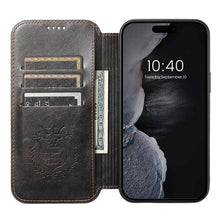 Load image into Gallery viewer, Casekis Leather Wallet MagSafe Phone Case Black
