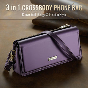 Casekis Multifunctional Leather Crossbody Phone Bag Purple