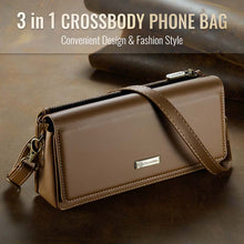 Load image into Gallery viewer, Casekis Multifunctional Leather Crossbody Phone Bag Brown
