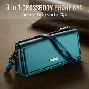 Casekis Multifunctional Leather Crossbody Phone Bag Green