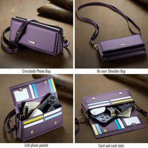 Casekis Multifunctional Leather Crossbody Phone Bag Purple