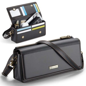 Casekis Multifunctional Leather Crossbody Phone Bag Black