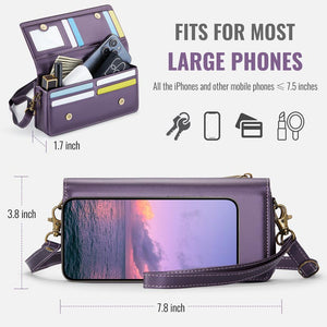 Casekis Multifunctional Leather Crossbody Phone Bag Purple