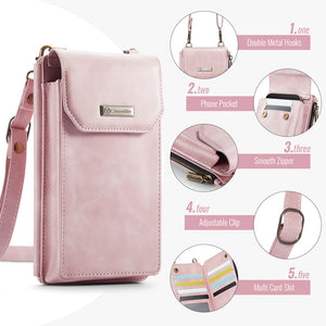 Casekis Crossbody RFID Zipper Phone Bag Pink