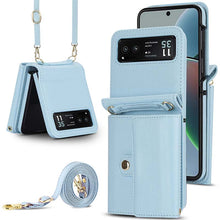 Load image into Gallery viewer, Casekis Moto Razr 40 Cardholder Crossbody Leather Phone Case Blue
