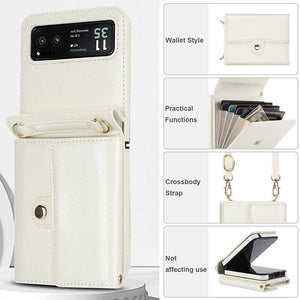 Casekis Moto Razr 40 Cardholder Crossbody Leather Phone Case White