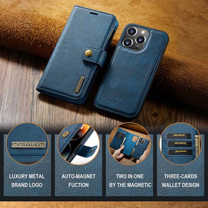 Casekis Detachable Leather Wallet Phone Case Blue