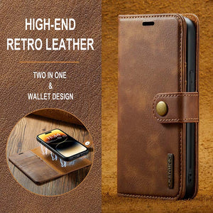 Casekis Detachable Leather Wallet Phone Case Brown