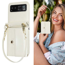 Load image into Gallery viewer, Casekis Moto Razr 40 Cardholder Crossbody Leather Phone Case White
