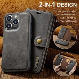 Casekis Detachable Leather Wallet Phone Case Gray