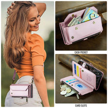 Lade das Bild in den Galerie-Viewer, Casekis Cardholer Zipper Wallet Crossbody Phone Case Pink

