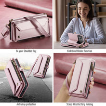 Lade das Bild in den Galerie-Viewer, Casekis Cardholer Zipper Wallet Crossbody Phone Case Pink
