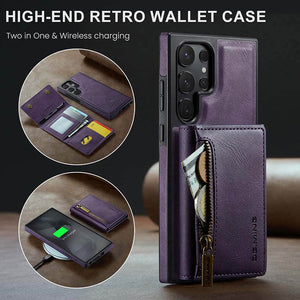 Casekis RFID Magnetic Detachable Leather Wallet Phone Case Purple