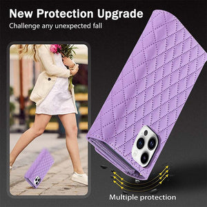 Casekis 7-Slot Foldable Crossbody Wallet Phone Case Purple