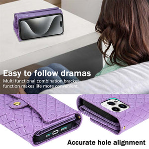 Casekis 7-Slot Foldable Crossbody Wallet Phone Case Purple