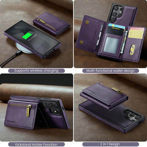 Casekis RFID Magnetic Detachable Leather Wallet Phone Case Purple