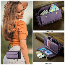 Lade das Bild in den Galerie-Viewer, Casekis Cardholer Zipper Wallet Crossbody Phone Case Purple
