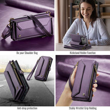 Lade das Bild in den Galerie-Viewer, Casekis Cardholer Zipper Wallet Crossbody Phone Case Purple
